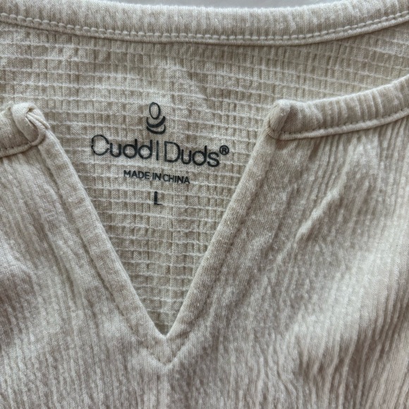 Cuddl Duds Cream Short Sleeve Tee textured SZ L Worn 1X - Picture 4 of 8